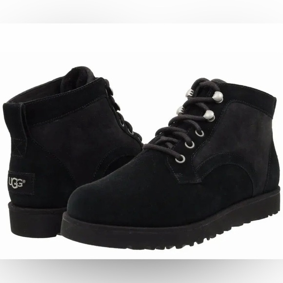 UGG Women's Bethany Lace Up Sheepskin Booties 1012532- Black Suede